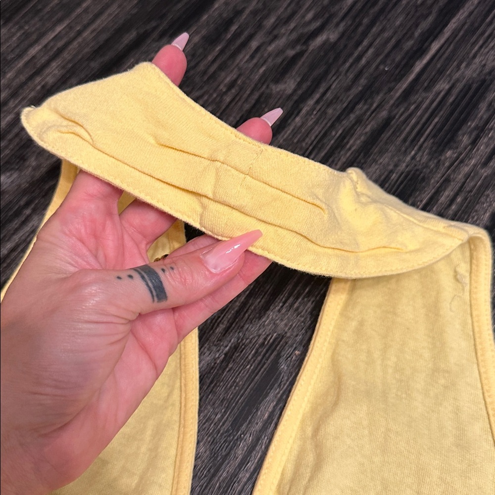 Free People Allegra Banana Yellow Halter Tie Front Flowy Top, Medium - Picture 10 of 13